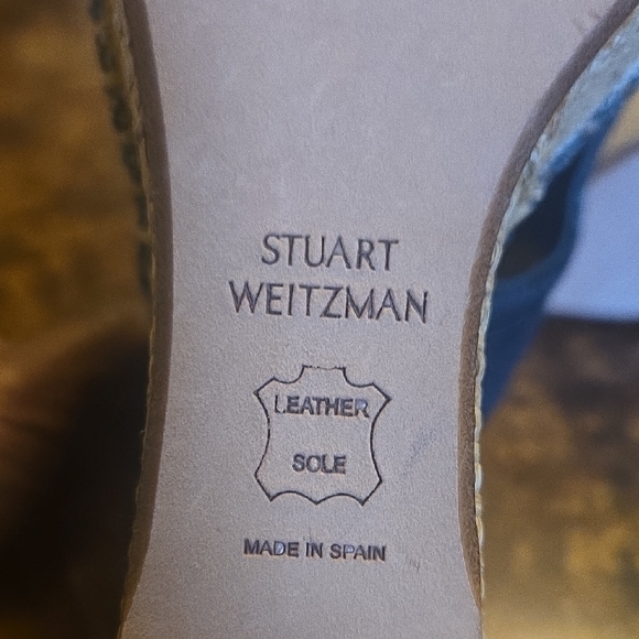 Stuart Weitzman Denim Blue Wedge Sandals - Picture 3 of 5